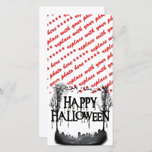 ハロウィーン墓地シーンシルエット シーズンカード (正面/裏面)