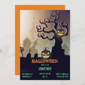 ハロウィーン墓地ジャックオランタン 招待状 (正面/裏面)
