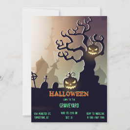 ハロウィーン墓地ジャックオランタン 招待状