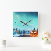 ハロウィーン墓地ジャック・オラタン スクエア壁時計 (ホーム)