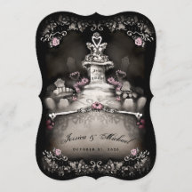 ハロウィーン墓地ラブブラケット結婚式招待状