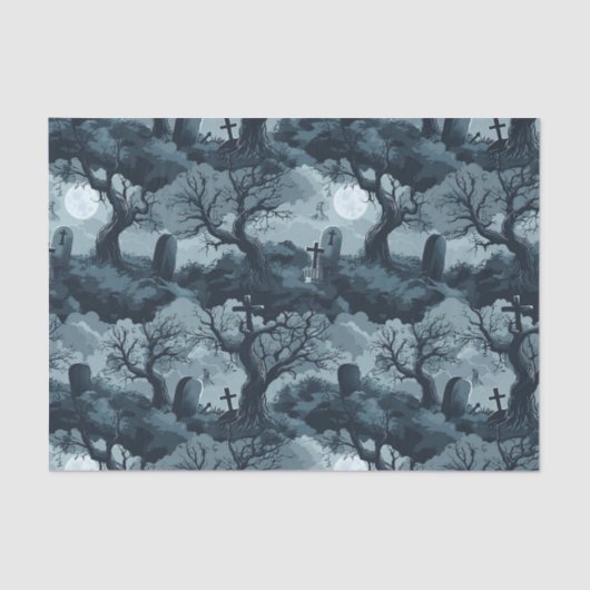 ハロウィーン墓地不気味な木々幽霊ムーンナイト 薄葉紙 (正面)