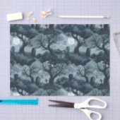 ハロウィーン墓地不気味な木々幽霊ムーンナイト 薄葉紙 (クラフト)