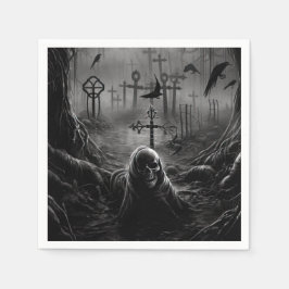 ハロウィーン墓地墓地ゴシック骨格 スタンダードカクテルナプキン