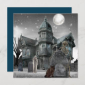 ハロウィーン墓地幽霊のよく出るハウス シーズンカード (正面/裏面)