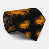 ハロウィーン墓地(こうもりと墓石) ネクタイ (ロール)