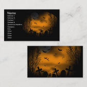 ハロウィーン墓地(こうもりと墓石) 名刺 (正面/裏面)