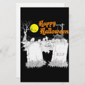 ハロウィーン墓地 便箋 (正面/裏面)