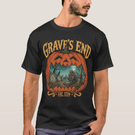 ハロウィーン墓場の終わりのカボチャホラーTシャツ Tシャツ