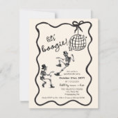 ハロウィーン大人の踊りパーティー骨格ディスコボール 案内状 (正面)