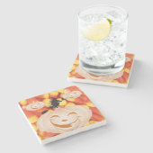 ハロウィーン大理石の石コースター、パンプキン ストーンコースター (横)