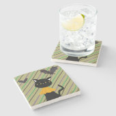 ハロウィーン大理石コースター黒猫 ストーンコースター (横)