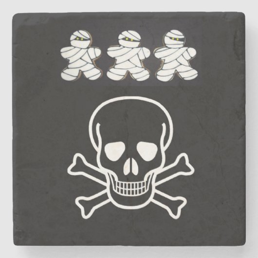 ハロウィーン大理石コースター、スカル ストーンコースター (正面)