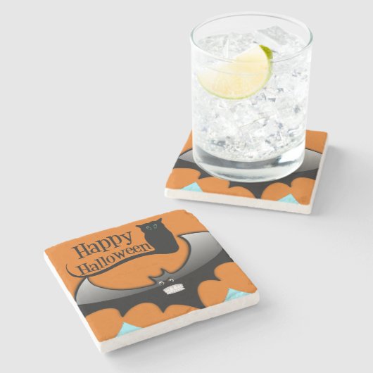 ハロウィーン大理石コースター、ハッピーハローウィン ストーンコースター (横)