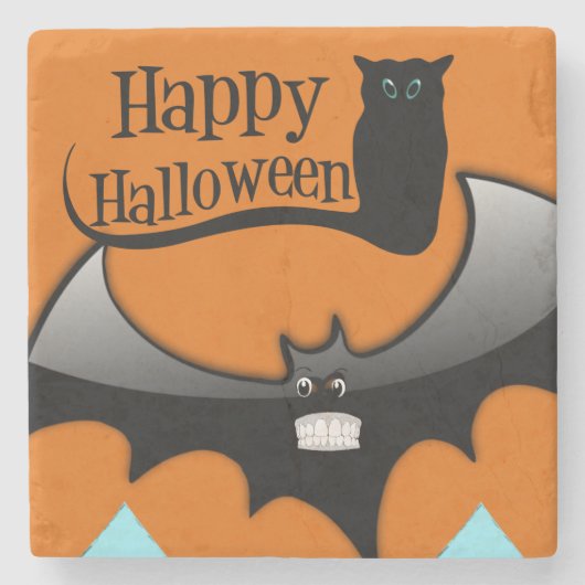 ハロウィーン大理石コースター、ハッピーハローウィン ストーンコースター (正面)