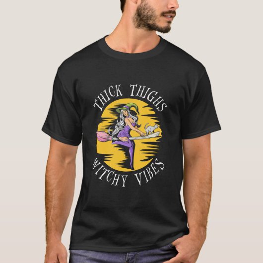 ハロウィーン太い太い太いウイッチーな雰囲気 Tシャツ (正面)