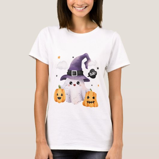 ハロウィーン女子おもしろい幽霊 Tシャツ (正面)
