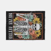 ハロウィーン女性決して良いスケルトンフローラスカル フリースブランケット (正面(横))