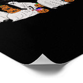 ハロウィーン女性猫幽霊刺繍効果デザイン ポスター (角)