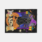 ハロウィーン女性男性キッズハロウィンブラックキャットパンプン フリースブランケット (正面(横))
