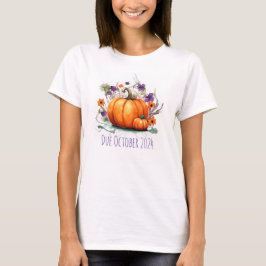 ハロウィーン妊娠の発表カボチャの期日 Tシャツ