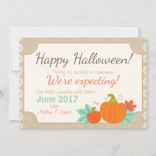 ハロウィーン妊娠の発表カボチャ 案内状 (正面)
