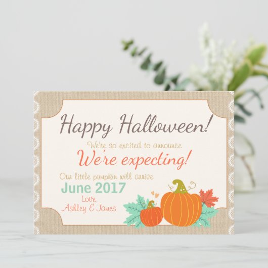 ハロウィーン妊娠の発表カボチャ 案内状 (スタンド正面)