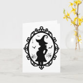 ハロウィーン妊娠の魔女と鏡の魔女の衣装 カード (黄色い花)