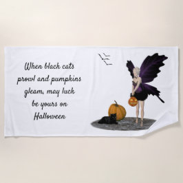 ハロウィーン妖精とカボチャのビーチタオル ビーチタオル