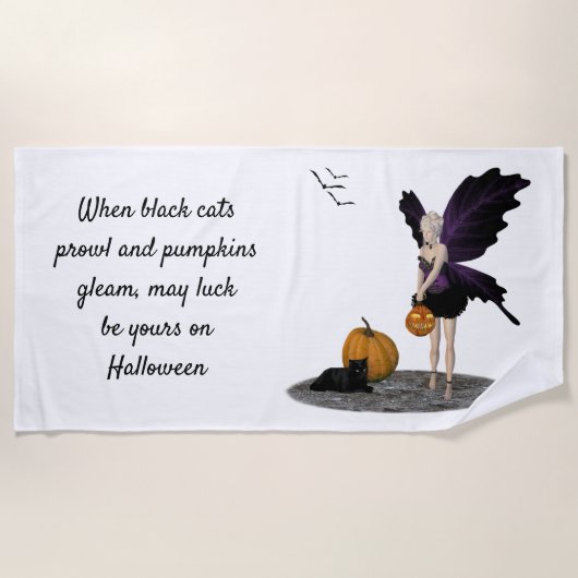 ハロウィーン妖精とカボチャのビーチタオル ビーチタオル (正面)