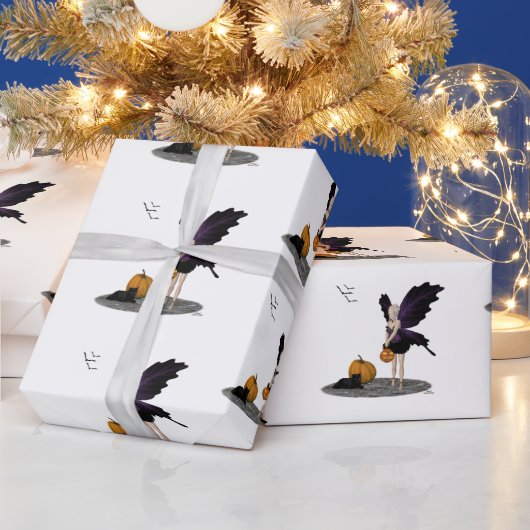 ハロウィーン妖精とカボチャ包装紙 ラッピングペーパー (クリスマス)