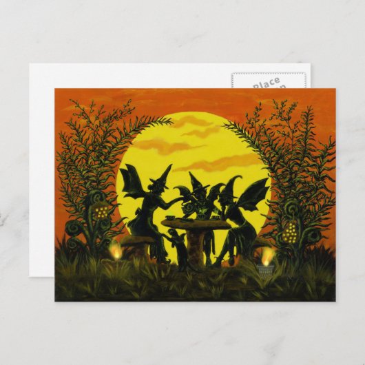 ハロウィーン妖精の魔女のはがき ポストカード (正面/裏面)