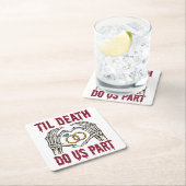 ハロウィーン婚約ティルデス私たちパート スクエアペーパーコースター (インサイチュ)