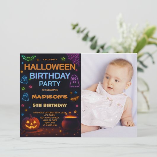 ハロウィーン子供の誕生日招待状 招待状 (スタンド正面)