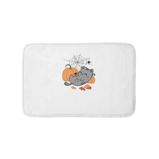 ハロウィーン子猫とクラシックスパイダーズTシャツ バスマット (正面)