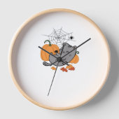 ハロウィーン子猫とクラシックスパイダーズTシャツ 壁時計 (正面)