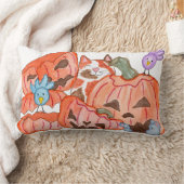 ハロウィーン子猫と粉砕されたカボチャ ランバークッション (ブランケット)