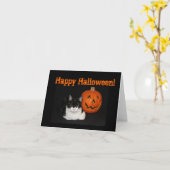 ハロウィーン子猫ノートカード カード (黄色い花)