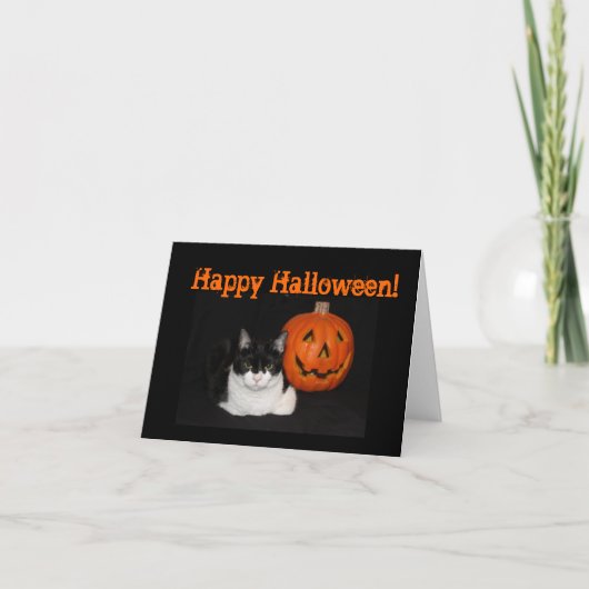 ハロウィーン子猫ノートカード カード (正面)