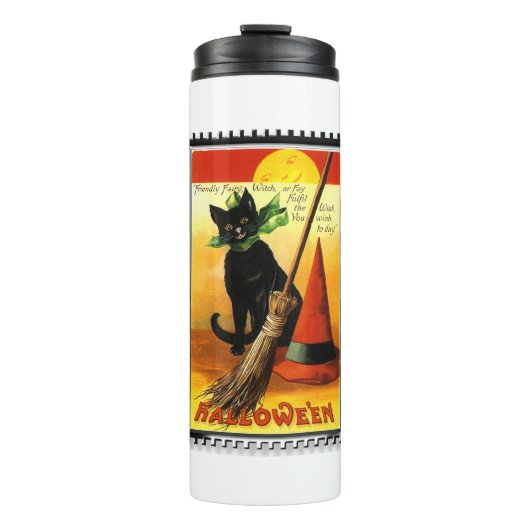 ハロウィーン子猫座っているウィッチハット タンブラー (正面)