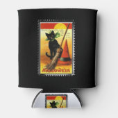 ハロウィーン子猫座っているウィッチハット 缶クーラー (正面)