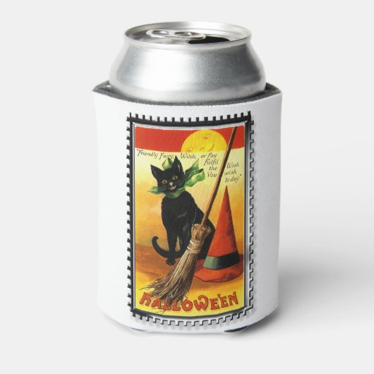 ハロウィーン子猫座っているウィッチハット 缶クーラー (缶裏面)