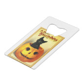 ハロウィーン子猫座ってハロウィーンのカボチャのちょうちん クレジットカード栓抜き (裏面アングル)