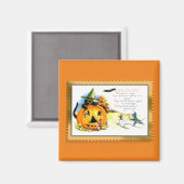 ハロウィーン子猫座ってハロウィーンのカボチャのちょうちん マグネット (正面/裏面)