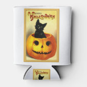 ハロウィーン子猫座ってハロウィーンのカボチャのちょうちん 缶クーラー (正面)