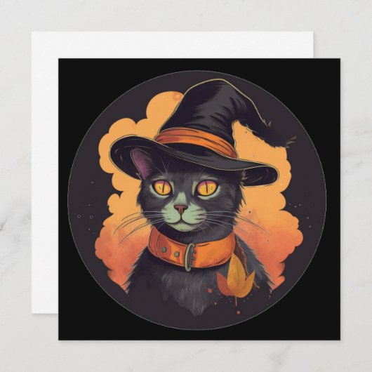 ハロウィーン子猫 招待状 (正面/裏面)