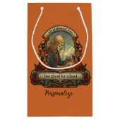 ハロウィーン学生スケルトンおもしろい引用文のパーソナライズ スモールペーパーバッグ (裏面)