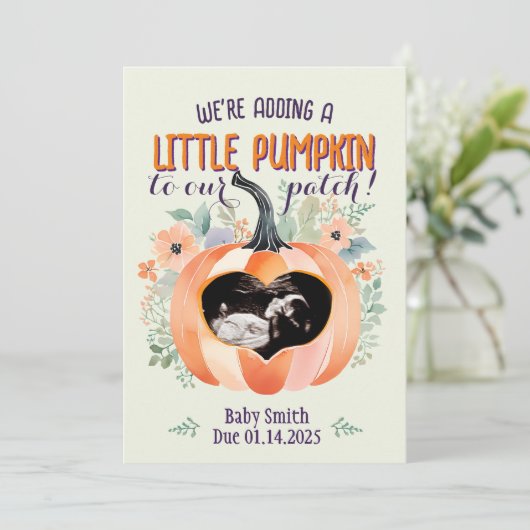 ハロウィーン小さなかぼちゃのパッチ妊娠の明かす 案内状 (スタンド正面)