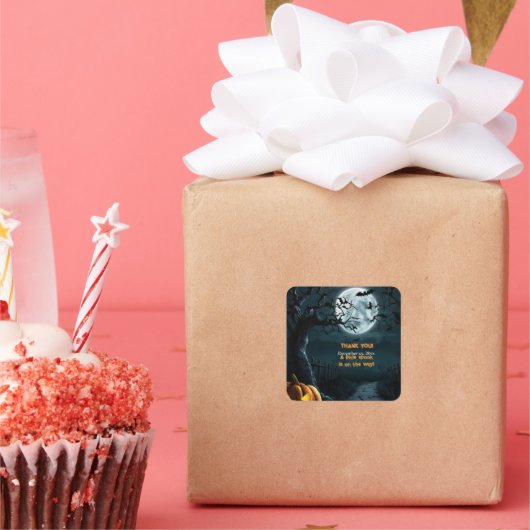 ハロウィーン小さなスプークのカボチャの赤ちゃんシャワー スクエアシール (パーティー)