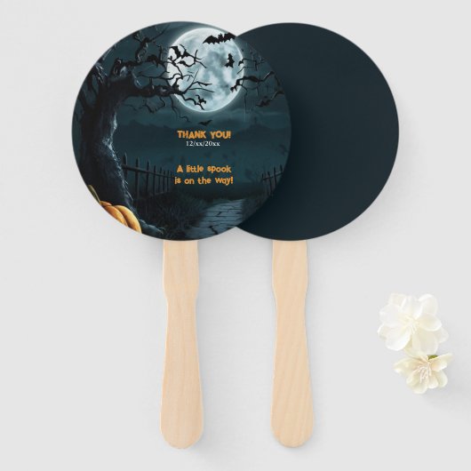 ハロウィーン小さなスプークのカボチャの赤ちゃんシャワー ハンドファン (正面&裏面)